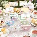 18 Pcs Tea Time Place Card Holders Wooden Teapot Teacup Table Card Holders Sign Stands for Spring Wonderland Wedding Holiday Baby Shower, Cards Not Included