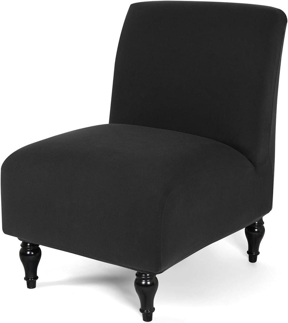 Liykimt Armless Accent Chair Cover SlipcoverSlipper Chair Stretch Spandex Removable for Armless Chair Furniture Protector Covers for Living Dining Room Hotel (Black, 1)