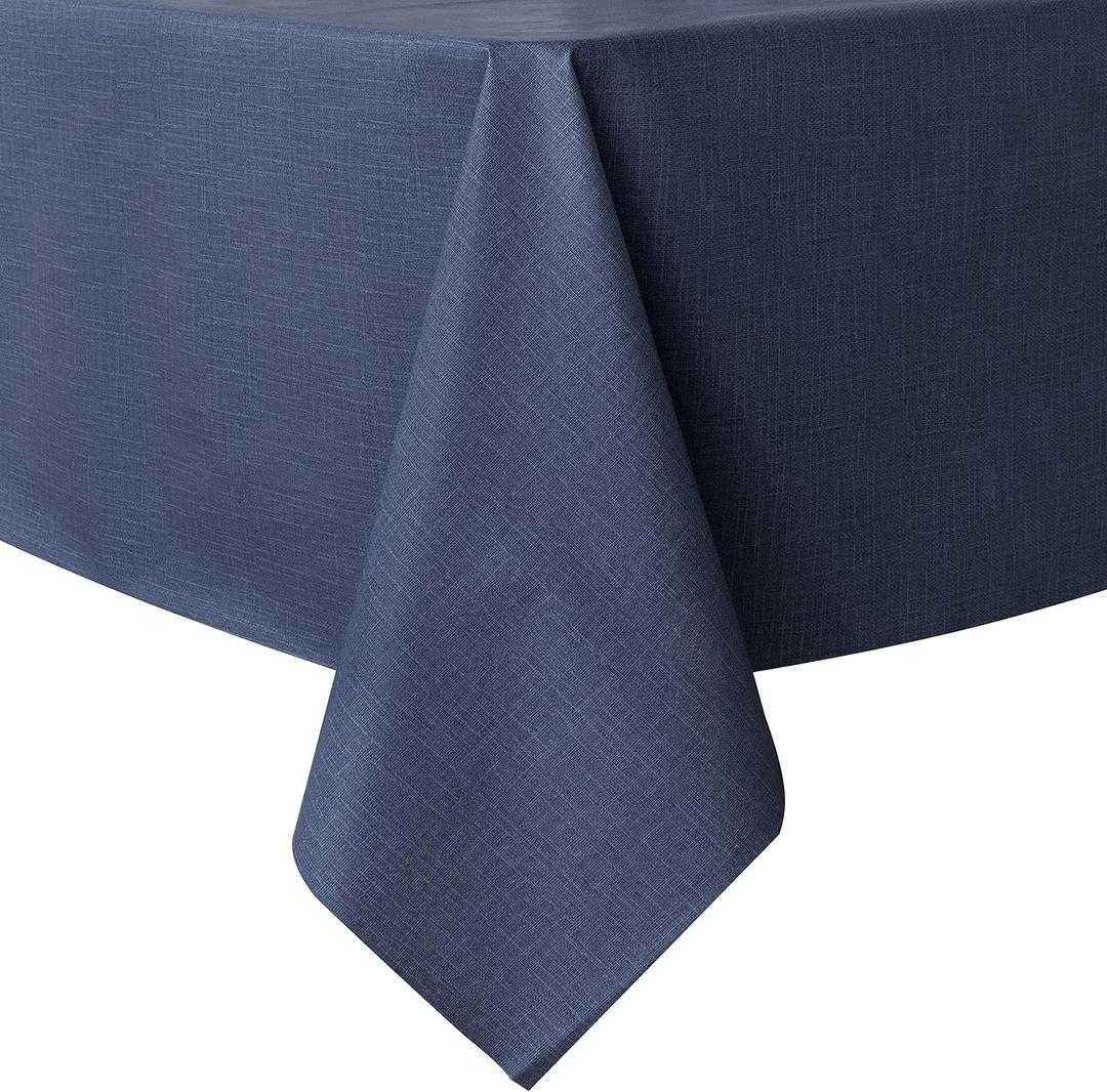 Sancua 100% Waterproof Rectangle PVC Tablecloth - 52 x 70 Inch - Oil Proof Spill Proof Vinyl Table Cloth, Wipe Clean Table Cover for Dining Tables, Buffet Parties and Camping, Greyish Blue