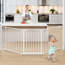 COMOMY 80" Extra Wide Baby Gate, Dog Gate for House Stairs Doorways Fireplace, Auto Close Pet Gate with Door Walk Through, 3 Metal Panels, Hardware Mounted Baby Fence Indoor Outdoor(30" Tall, White)