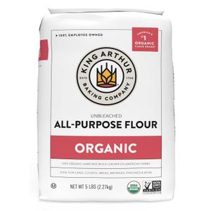 King Arthur, 100% Organic All-Purpose Unbleached Flour, Non-GMO Project Verified, No Preservatives, 5 Pounds (Pack of 6) (EXP 07/30/27)