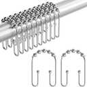 AmazerBath Shower Curtain Hooks Chrome Metal Shower Curtain Rings Rust Proof, Double Sided Shower Curtain Hooks for Shower Curtain Liner Smooth Shower Hooks Rings for Bathroom, Shower Rod Hook 12Pcs