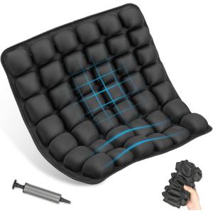 Somdurue Inflatable Seat Cushion, Airplane Travel Cushions, Pressure Relief Seat Cushion, Comfort Tailbone Air Cushion Seat for Office/Daily/Work Use; Wheelchair/Driver Butt Cushions Applicable-Black