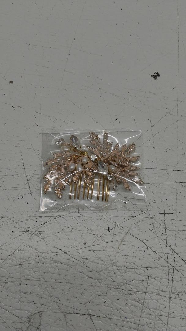 Gold Rhinestone Bridal Hair Comb Pearl Hair Accessory for Women