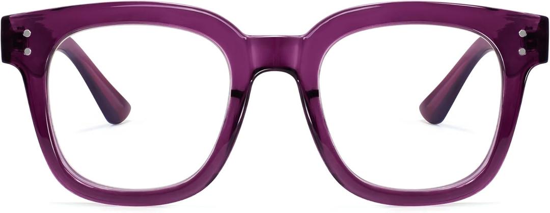 Madison Avenue Oversized Blue Light Blocking Glasses for Women Fashion Blue Light Blockers Anti Eyestrain & UV Protection Computer Eyeglasses (Transparent Purple)