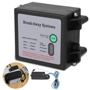 Trailer Breakaway Kit with LED Battery Test, 12V Charger, Breakaway Switch and Battery Box, Complete Trailer Brake System for Electric Trailer Brakes
