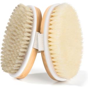 2 Pack Dry Brushing Body Brush, Natural and Soft Bristle Shower Brush for Body Cleaning, Exfoliating Bath Brush for Lymphatic Drainage Improve Circulation, Body Exfoliator Scrubber for Women Men