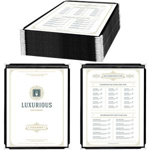 25 Pack of Menu Covers - Single Page, Fits 8.5 x 11 Inch Paper Menu Holder Double Stitched Restaurant Menu Covers-Silver