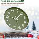 Silent Wall Clock Non-Ticking Battery Operated  Modern Olive Green Analog Wall Clock for Living Room, Kitchen, Office, Bedroom  Stylish Home Wall Decor Clock, 8 Inch