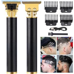 candyfouse Professional Beard Trimmer for Men, Hair Clippers with 4 Limit Combs, Cordless Rechargeable with LCD Display, Approaching Zero Gapped Cutting Grooming Kit (Black)