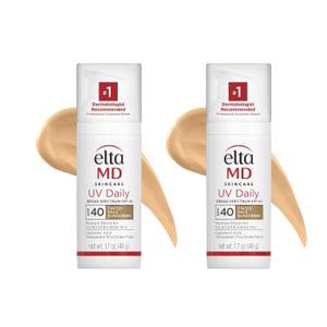 EltaMD UV Daily Face Sunscreen with Transparent Zinc Oxide and Hyaluronic Acid, Moisturizes and Protects, Great for Dry, Combination, and Normal Skin (05 - Tinted (2 Pack))