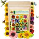 1000+ Sunflower Seeds for Planting Heirloom Non-GMO, Bulk Package of 15 Varieties Mix Seeds, Individually Packaged, Attracts Pollinators (Helianthus annuus)