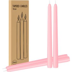 LYOBATH 4 Pack Pink Taper Candles - Taper Candles 10 Inch Dripless, Smokeless & Unscented - 8 Hours Long Burning - Ideal for Weddings, Dinner Parties, and Home Decor