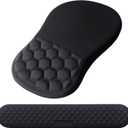 Mouse Pad Wrist Support, Laokiiy 2 in1 Keyboard Wrist Rest+ Ergonomic Mouse Pad, Non-Slip Wrist Rest for Computer Keyboard, Made Easy Typing & Relieve Wrist Pain Black