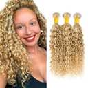 26 28 30 inch P27/613 Human Hair Bundles 613 Water Wave Bundles Blonde Wet and Wavy Human Hair Extensions 300g
