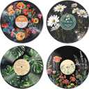 HK Studio Hippie Decor, Posters for Room Aesthetic - Botanical Wall Art, Record Decor, 4pcs 12"
