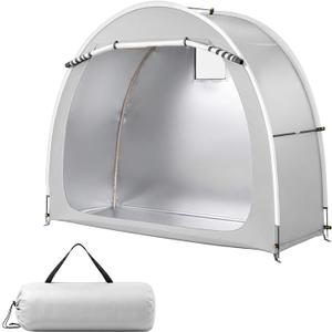 VINGLI Bike Storage Shed Tent for 2-3 Bikes, Outdoor Portable Bicycle Storage Shed with Carry Bag, Waterproof Bike Tent for Motorcycle, Garden Tools, Lawn Mower, Light Gray