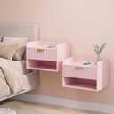 Arbuxzuy Floating Nightstand Set of 2 with Charging Station and Drawer, 2pcs
