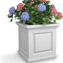 Mayne Nantucket 20-Inch Square Planter  Self-Watering, Weather-Resistant Planter for Flowers  Durable Outdoor Design for Patio, Porch, or Entryway (White)