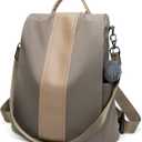 PINCNEL Women Khaki Medium Backpack Purse Waterproof Nylon Anti-theft Rucksack Lightweight Shoulder Bag