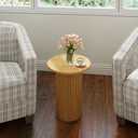 COVLON Round Side Table, Fluted Drum End Table, Tambour Accent Table
