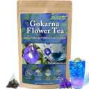 Butterfly Pea Flower Tea Bags - Gokarna Flower Tea, Transparent triangle teabag, Premium Dried Butterfly Pea Flowers, 100% Natural | No Sugar | No Caffeine | No Gluten | Vegan 2.82Oz (1) (EXP 10/28/26)