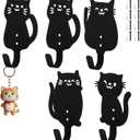 4 Pcs Cute Cat Metal Hooks Wall Mount Iron Black Decorative Wall Mounted Coat Hooks Cute Animal Key Hanger Decor Cat Lover Gifts for Clohes, Towels, Hats