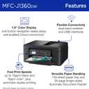 Brother Work Smart 1360 Wireless Color Inkjet All-in-One Printer with Automatic Duplex Printing and 1.8 Color Display | Includes Refresh Subscription Trial(1) (MFC-J1360DW) (Uses LC501 Series Inks)