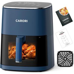 CARORI 6 Qt Air Fryer with Viewing Window, 12 Presets, 1700W, 400°F Max, Large Nonstick Dishwasher-Safe Basket, Bake, Roast, Reheat, Dehydrate, Blue
