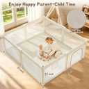 Foldable Baby Playpen, 79x71 Inch Extra Large Collapsible Play Yard, Beige