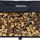 Woodhaven 8 Foot 1/2 Cord Firewood Log Rack With Optional Cover - Made In USA - Outdoor Use Lifetime Structural - Black Texture Powder Coat Finish - Made With Heavy Duty Steel