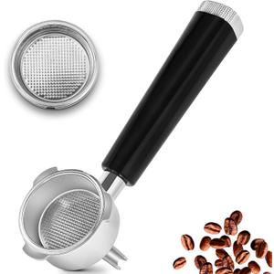 51MM Portafilter Double Spouts 3 Ears, 304 Stainless Steel Espresso Portafilter with 0.38MM Ultra-Fine Filter Blocks Grounds,Coffee Portafilter with Ergonomic Handle Fits Palm,Fits CASABREWS,De'Longhi