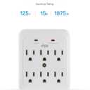 KMC Wall Surge Protector, 980 Joule, 6-Outle Wall Plug Adapter Power Strip, White(2 Pack)