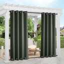 NICETOWN 2 Panels Long Outdoor Curtains Waterproof 108 inch Length for Patio, Windproof Thermal Insulated Rustproof Top and Bottom Grommet Blackout Outdoor Drapes for Porch, W52 x L108