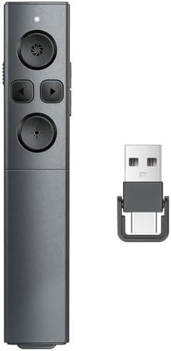 Presentation Clicker Wireless Presenter Remote Clicker, Clicker for Powerpoint Presentations,2-in-1 USB A/USB C Powerpoint Clicker for Google Slide Advancer & Volume Control, Presenter Remote for Mac