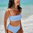 Pink Queen 2026 Women's High Waisted Bikini Sets Two Piece Swimsuit Color Block High Cut Bathing Suits Beach (Blue, S)