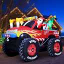 8 FT Long Santa in Monster Truck Christmas Inflatables Outdoor Decorations, Christmas Blow Up Santa Claus Yard Decorations for Garden Lawn Xmas Decor