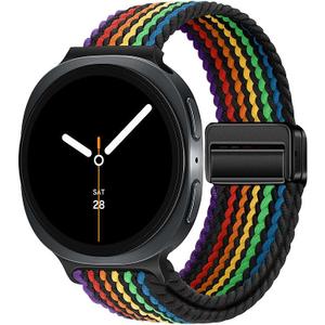 Stretchy Braided Bands Compatible with Samsung Galaxy Watch 8 Band 40mm 44mm/Galaxy Watch 8 Classic 46mm, Elastic Nylon Wristband Sport Strap for Galaxy Watch 8 2025 Women Men