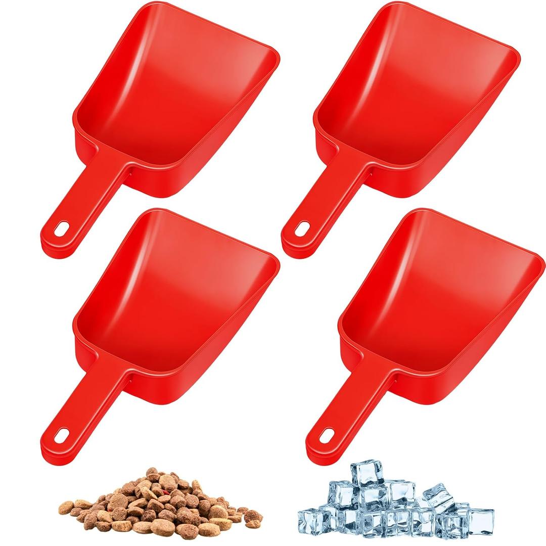 4 Pcs Plastic Hand Scoop 32 oz Plastic Utility Ice Scoop for Ice Machine Popcorn Coffee Beans Flour Pet Dog Food Safe Kitchen Utensils Restaurant and Food Service Bar Party Wedding Supplies
