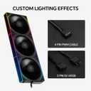 TL-M12QR X3 120mm ARGB PC Fans  Reverse Blade Design, 1500RPM, Silent Operation, Daisy-Chain Connection, with Infinite Mirror Effect (Black-3Pack)