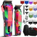 Mensure Professional Hair Clippers for Men, 7500RPM Metal Barber Clippers with Graffiti Design, Zero-Gapped Adjustable Blade, Cordless Clippers Kit with Color Guide Combs & Storage Bag
