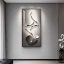 Large Framed Modern Abstract Vertical Wall Art for Living Room, Black Grey Prints Paintings Artwork for Walls, Silver Gray Luxury Pictures for Hallway Entryway Foyer Stair Office Wall Decor 30x60 Inch