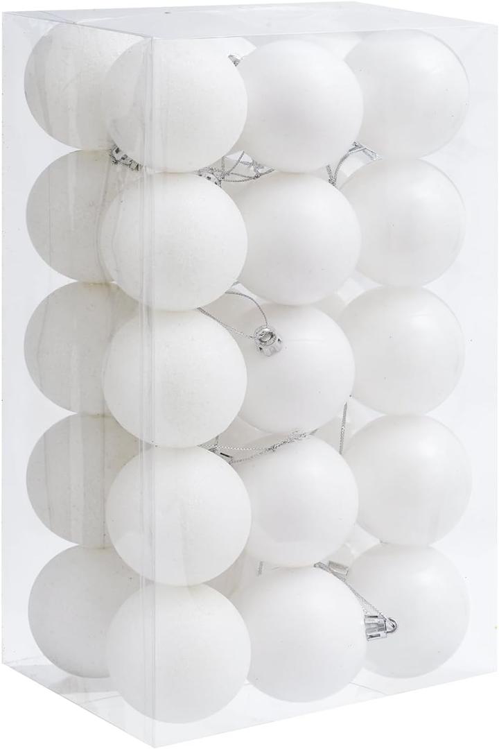 30ct Christmas Ball Ornaments, 2.36" Shatterproof Christmas Tree Decorations, Perfect Hanging Ball for Indoor/Outdoor Holiday Party Decor (White)
