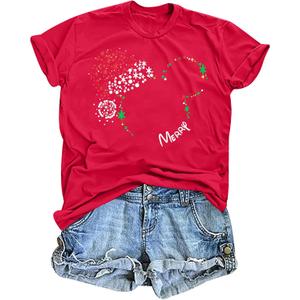 Christmas Shirts for Women Merry Christmas Tshirt Xmas Graphic Print Tee Tops Blouse Gifts (XXL)