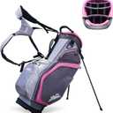 JAD Lightweight Womens Golf Bag, Golf Stand Bag for Women/Ladies, 14-Way Top Dividers, Ultra Lightweight, Large Pockets for Accessories, Durable Water Resistant, Pink/Grey