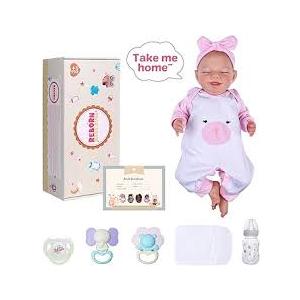  Reborn Baby Dolls - 15-Inch Soft Body Realistic-Newborn Baby Doll Full Vinyl Body Poseable Real Life Baby Dolls Sleeping Girl with Toy Accessories Gift Set for Kids Age 3+