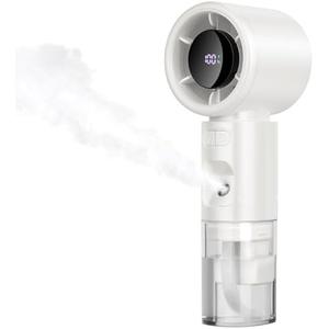 Portable Handheld Misting Fan, 2 in1 Rechargeable Mini Turbo Fans, 5 Speed Adjustable Cooling Hand Fan, Personal Mister Fans with LED Digital Display for Beach, Travel, Outdoor, Office