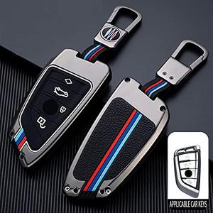 Elegananccy for BMW Key Fob Case Cover, Fit for BMW 1 3 4 5 6 7 Series X3 X4 M5 M6 GT3 GT5, Zinc Alloy and Silicon Remote Key Protector (Blade Type)