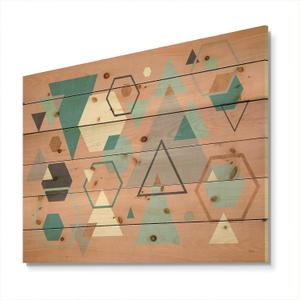 Geometric Hexagons Pattern I Mid-Century Modern Wood Wall Decor, Multi-Color Wood Wall Art, Large Abstract Wood Wall Panels Printed On Natural Pine Wood Art