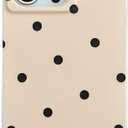 Polka Dots Matte Rectangle Phone Case Compatible with iPhone 14 Pro 2022 Cute Retro Vintage Boho Stylish Design Slim Protective Girly Cover(i14pro 6.1",Nude Almond)